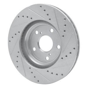 Lexus ES300 Brake Rotor (1) - Front Left - R1 Concepts - Drilled & Slotted - Silver - `99-`07